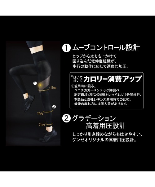 RIZAP（ライザップ）の「RIZAP/ライザップ 着圧レギンス　ハイウエスト　10分丈 はいて歩いてカロリー消費アップ プレミアム（レギンス/スパッツ・レディース・ブラック・L～LL/M～Ｌ）」の4枚目の写真