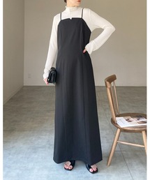 She's Closet（シーズクローゼット）の「【低身長向け/高身長向けサイズあり】ハイウエストIラインバックスリットタイトロングキャミワンピース（ワンピース）」