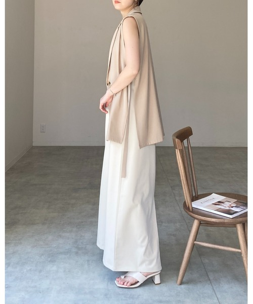 She's Closet（シーズクローゼット）の「【低身長向け/高身長向けサイズあり】ハイウエストIラインバックスリットタイトロングキャミワンピース（ワンピース・レディース・ブラック/アイボリー・SHORT/FREE/TALL）」の7枚目の写真