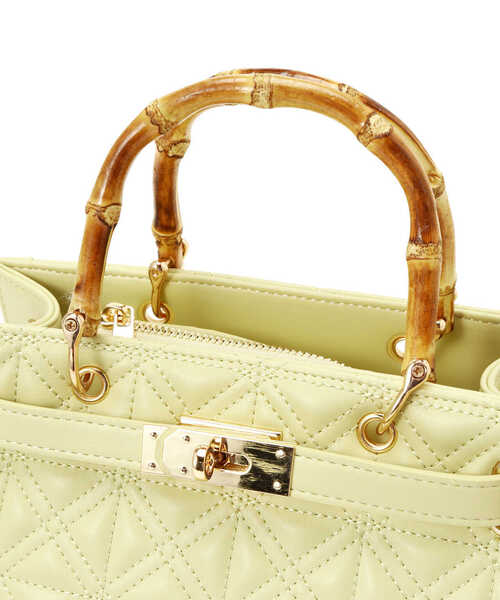 EDIT COLOGNE（エディットコロン）の「キルティングバンブーミニバッグ（ショルダーバッグ・レディース・グレー/イエロー/ブラック・ﾌﾘ-）」の6枚目の写真