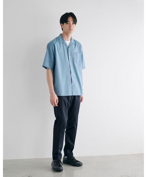 green label relaxing(グリーンレーベルリラクシング)の「TWウォッシャブルトロ オープンカラー シャツ-マシンウォッシャブル・防シワ・ストレッチ-(シャツ/ブラウス・メンズ・ネイビー/ライトブルー/ダークグリーン/モカ/イエロー/ロイヤルブルー・XL/M/S/XS/L)」の7枚目の写真