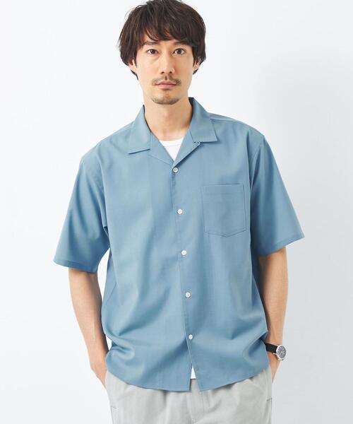 green label relaxing(グリーンレーベルリラクシング)の「TWウォッシャブルトロ オープンカラー シャツ-マシンウォッシャブル・防シワ・ストレッチ-(シャツ/ブラウス・メンズ・ネイビー/ライトブルー/ダークグリーン/モカ/イエロー/ロイヤルブルー・XL/M/S/XS/L)」の8枚目の写真