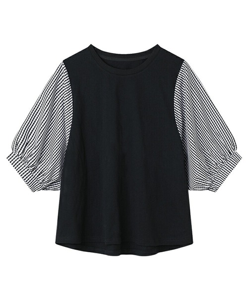 NinaetLina（ニナエリナ）の「切替七分丈袖クルーネックドッキングTシャツ（Tシャツ/カットソー・レディース・ブラック系その他/グレー×ホワイト/ブラック×ホワイト/ブラック系その他2・XL/M/L）」の19枚目の写真