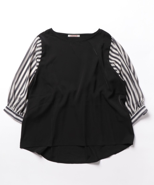 NinaetLina（ニナエリナ）の「切替七分丈袖クルーネックドッキングTシャツ（Tシャツ/カットソー・レディース・ブラック系その他/グレー×ホワイト/ブラック×ホワイト/ブラック系その他2・XL/M/L）」の21枚目の写真