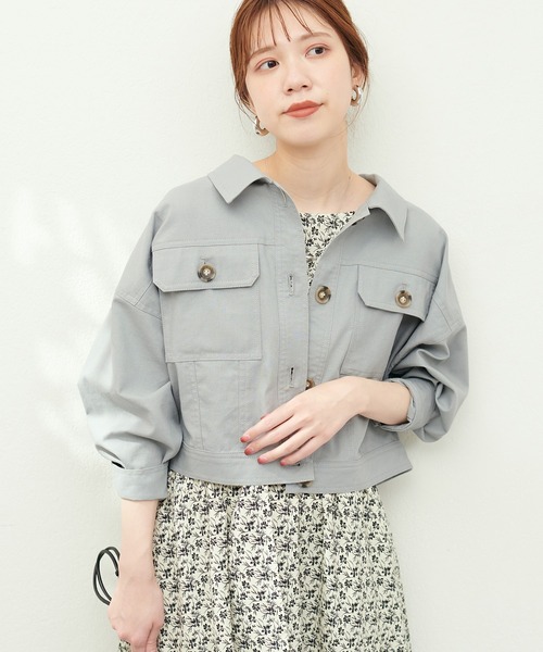 natural couture（ナチュラルクチュール）の「WEB限定 / 綿麻ライトショートブルゾン（ブルゾン・レディース・ミント/オフホワイト/ライトベージュ・FREE）」の19枚目の写真