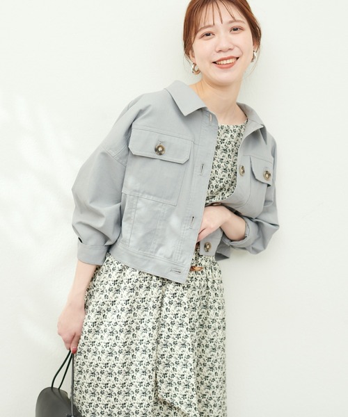 natural couture（ナチュラルクチュール）の「WEB限定 / 綿麻ライトショートブルゾン（ブルゾン・レディース・ミント/オフホワイト/ライトベージュ・FREE）」の15枚目の写真