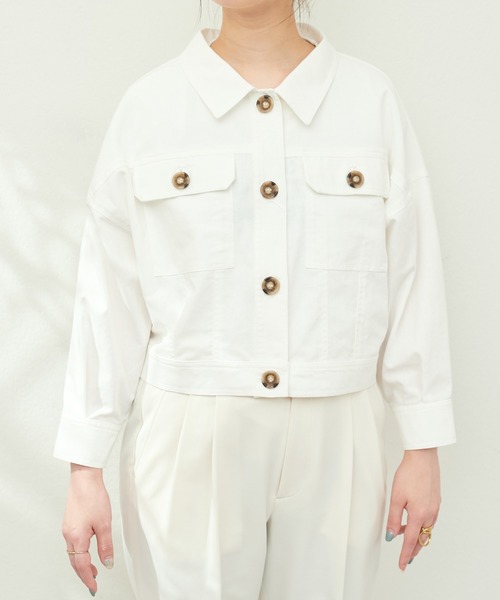 natural couture（ナチュラルクチュール）の「WEB限定 / 綿麻ライトショートブルゾン（ブルゾン・レディース・ミント/オフホワイト/ライトベージュ・FREE）」の20枚目の写真