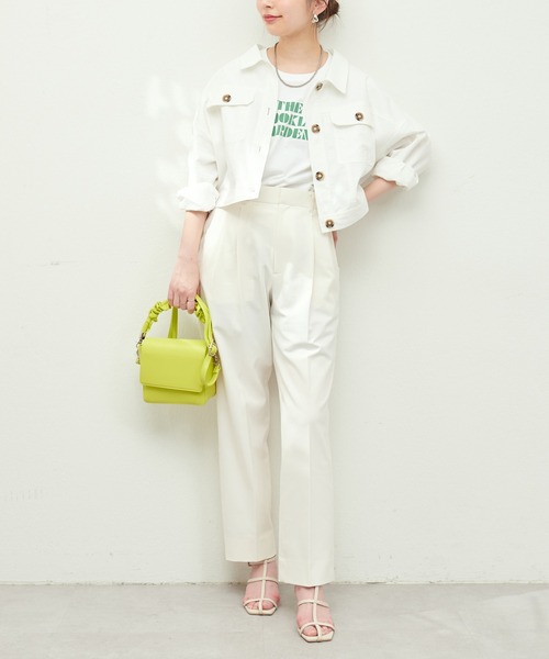 natural couture（ナチュラルクチュール）の「WEB限定 / 綿麻ライトショートブルゾン（ブルゾン・レディース・ミント/オフホワイト/ライトベージュ・FREE）」の10枚目の写真