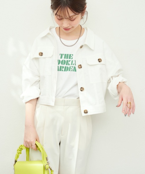 natural couture（ナチュラルクチュール）の「WEB限定 / 綿麻ライトショートブルゾン（ブルゾン・レディース・ミント/オフホワイト/ライトベージュ・FREE）」の9枚目の写真