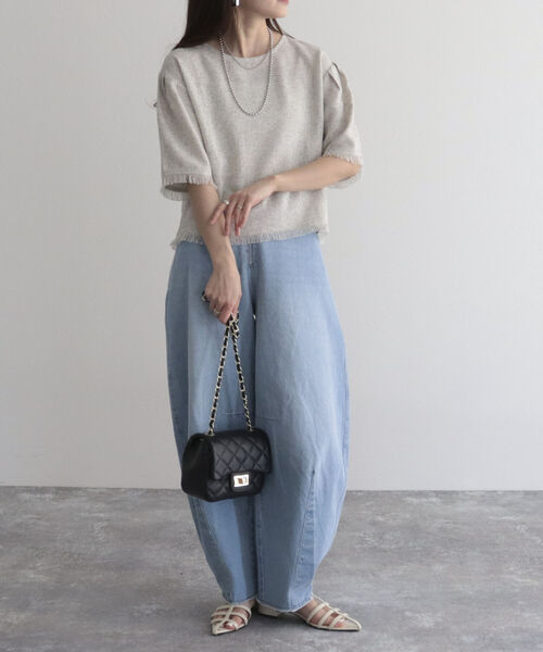 fredy emue（フレディエミュ）の「ツィードフリンジ半袖ブラウス（シャツ/ブラウス・レディース・ネイビー/グリーン/アイボリー・38）」の17枚目の写真