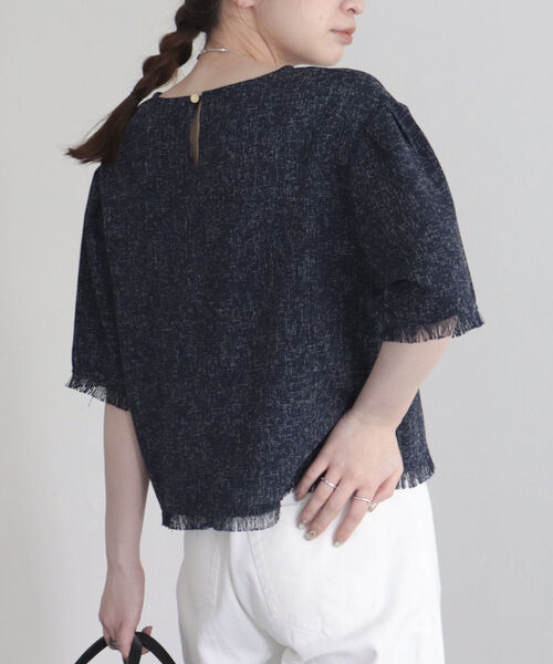 fredy emue（フレディエミュ）の「ツィードフリンジ半袖ブラウス（シャツ/ブラウス・レディース・ネイビー/グリーン/アイボリー・38）」の21枚目の写真
