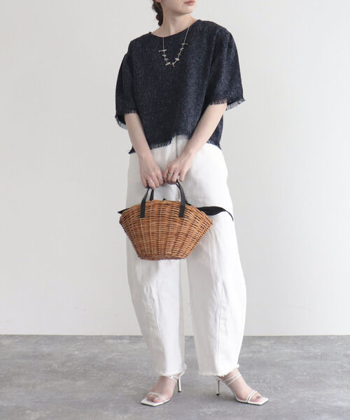 fredy emue（フレディエミュ）の「ツィードフリンジ半袖ブラウス（シャツ/ブラウス・レディース・ネイビー/グリーン/アイボリー・38）」の6枚目の写真