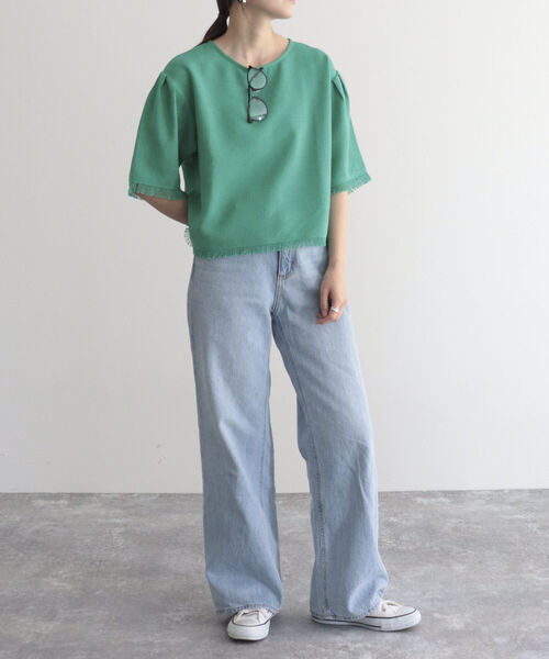 fredy emue（フレディエミュ）の「ツィードフリンジ半袖ブラウス（シャツ/ブラウス・レディース・ネイビー/グリーン/アイボリー・38）」の7枚目の写真