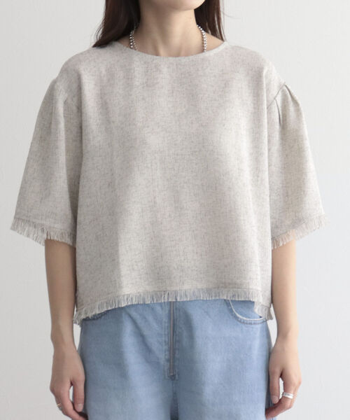 fredy emue（フレディエミュ）の「ツィードフリンジ半袖ブラウス（シャツ/ブラウス・レディース・ネイビー/グリーン/アイボリー・38）」の15枚目の写真