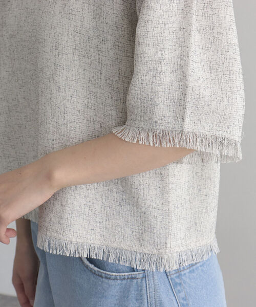 fredy emue（フレディエミュ）の「ツィードフリンジ半袖ブラウス（シャツ/ブラウス・レディース・ネイビー/グリーン/アイボリー・38）」の11枚目の写真