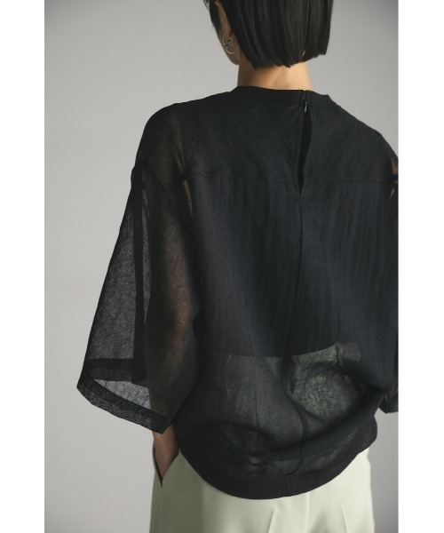 STYLEMIXER（スタイルミキサー）の「シアーレイヤードハーフスリーブトップ（Tシャツ/カットソー・レディース・ホワイト/グレー/サックスブルー/ブラック・FREE）」の5枚目の写真