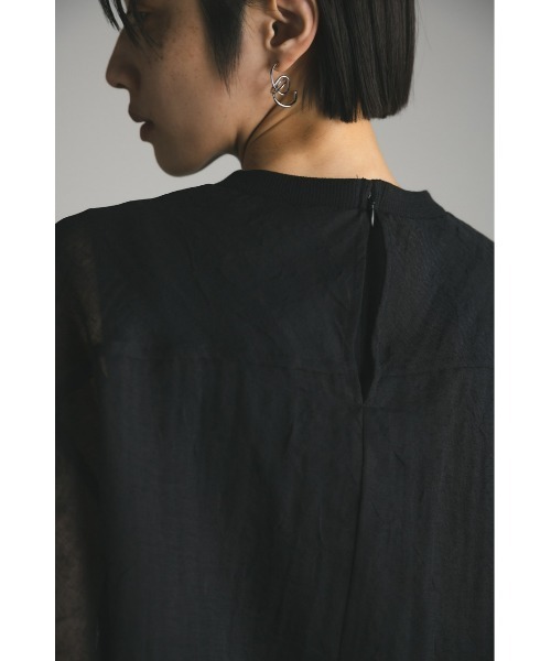 STYLEMIXER（スタイルミキサー）の「シアーレイヤードハーフスリーブトップ（Tシャツ/カットソー・レディース・ホワイト/グレー/サックスブルー/ブラック・FREE）」の6枚目の写真