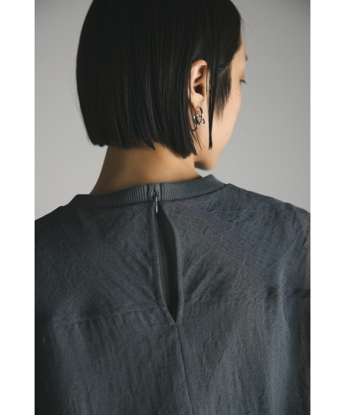 STYLEMIXER（スタイルミキサー）の「シアーレイヤードハーフスリーブトップ（Tシャツ/カットソー・レディース・ホワイト/グレー/サックスブルー/ブラック・FREE）」の14枚目の写真