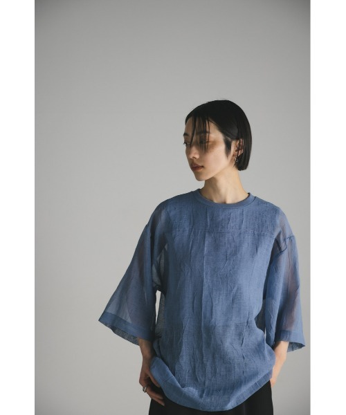 STYLEMIXER（スタイルミキサー）の「シアーレイヤードハーフスリーブトップ（Tシャツ/カットソー・レディース・ホワイト/グレー/サックスブルー/ブラック・FREE）」の19枚目の写真