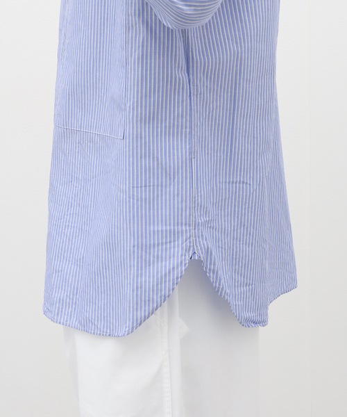 STILL BY HAND(スティルバイハンド)の「【STILL BY HAND / スティルバイハンド】 ストライプシャツ SH04231(シャツ/ブラウス・メンズ・ブルー/チャコールグレー・48/46)」の7枚目の写真