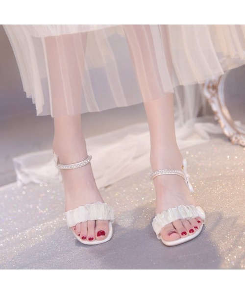 Silly（シリー）の「パールストラップクリアヒールサンダル（サンダル・レディース・アイボリー・22.5㎝/23㎝/23.5㎝/24㎝/24.5㎝）」の3枚目の写真