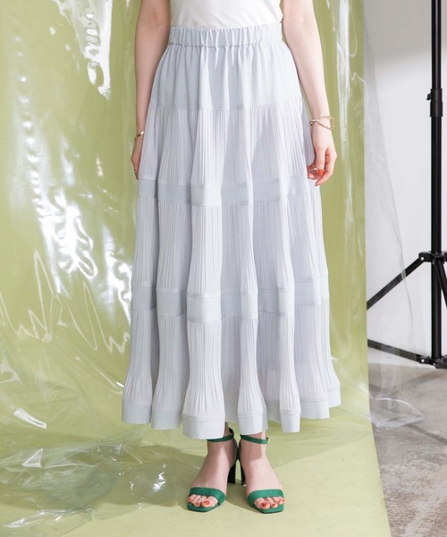 エイミーロウ　プリーツティアードスカート　ブルー Eimee Law（エイミーロウ）の「プリーツティアードスカート