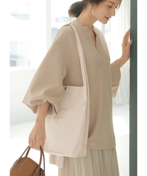 STYLE DELI(スタイルデリ)の「【サブBAG用】キャンバス地ポケットトートバッグ(ショルダーバッグ・レディース・ブラック/ナチュラル・FREE)」の7枚目の写真