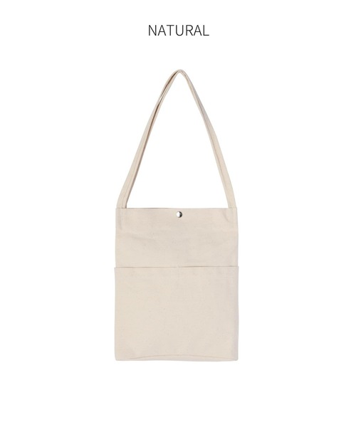 STYLE DELI(スタイルデリ)の「【サブBAG用】キャンバス地ポケットトートバッグ(ショルダーバッグ・レディース・ブラック/ナチュラル・FREE)」の18枚目の写真