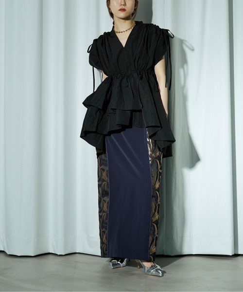 シャツ ブラウス Fairy taffeta シャーリングボリュームブラウス Ezick（エジック）の「Fairy taffeta シャーリングボリューム