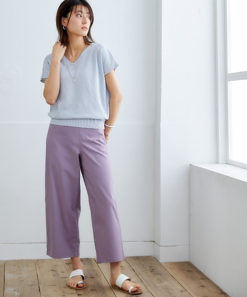 nissen(ニッセン)の「【販売終了】【UVカット・遮熱】洗える半袖バイヤスリブニット(ニット/セーター・レディース・ブラック/グリーン系/ライトグレー/ターコイズブルー/オフホワイト/ブラウン/ロイヤルブルー・LL/M/S/L)」の9枚目の写真