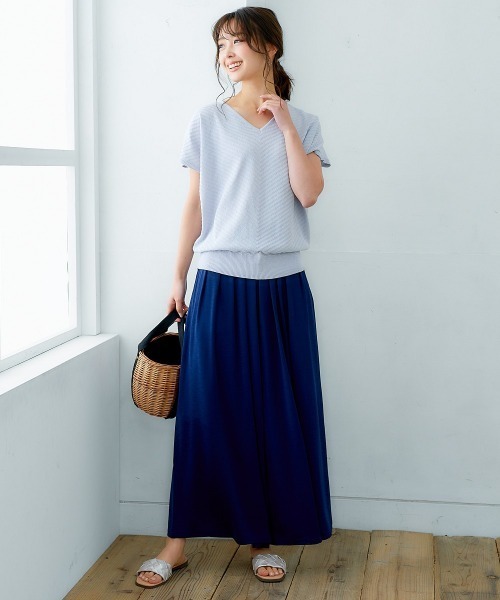 nissen(ニッセン)の「【販売終了】【UVカット・遮熱】洗える半袖バイヤスリブニット(ニット/セーター・レディース・ブラック/グリーン系/ライトグレー/ターコイズブルー/オフホワイト/ブラウン/ロイヤルブルー・LL/M/S/L)」の14枚目の写真