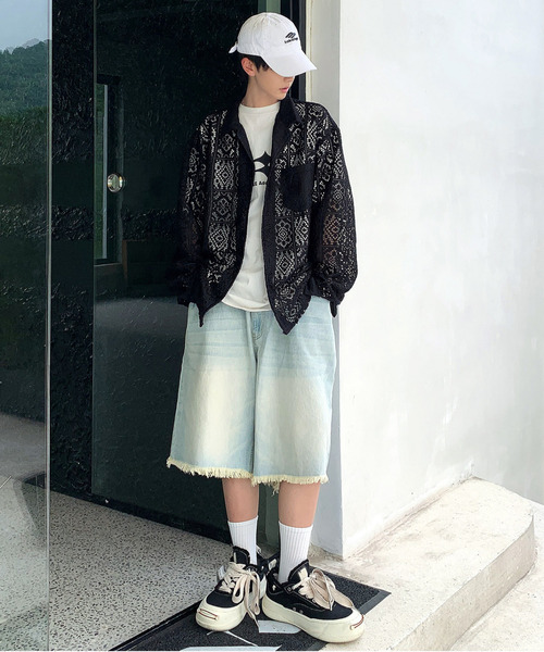 neos(ネオス)の「【neos -addictive design-】ルーズシルエット バロック レース オープンカラー シアー シャツ(シャツ/ブラウス・メンズ・ブラック/ホワイト・MEDIUM/LARGE/X-LARGE)」の6枚目の写真