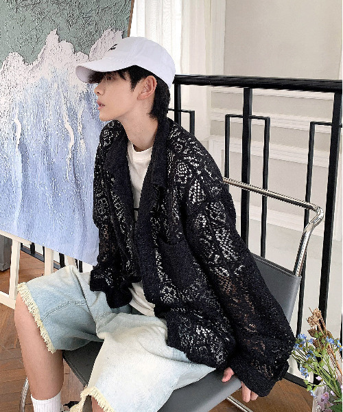 neos(ネオス)の「【neos -addictive design-】ルーズシルエット バロック レース オープンカラー シアー シャツ(シャツ/ブラウス・メンズ・ブラック/ホワイト・MEDIUM/LARGE/X-LARGE)」の8枚目の写真