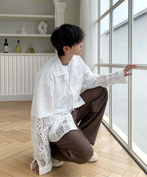 neos(ネオス)の「【neos -addictive design-】ルーズシルエット バロック レース オープンカラー シアー シャツ(シャツ/ブラウス・メンズ・ブラック/ホワイト・MEDIUM/LARGE/X-LARGE)」の11枚目の写真