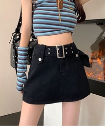 Chick | WIDE BELT DENIM MINI SKIRT / ワイドベルトミニスカート(デニムスカート)