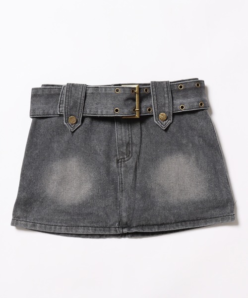 WIDE BELT DENIM MINI SKIRT / ワイドベルトミニスカート