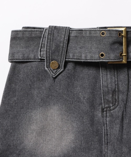 WIDE BELT DENIM MINI SKIRT / ワイドベルトミニスカート