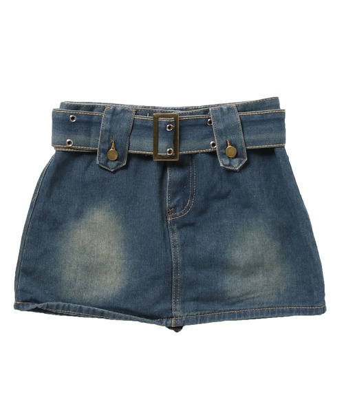 WIDE BELT DENIM MINI SKIRT / ワイドベルトミニスカート
