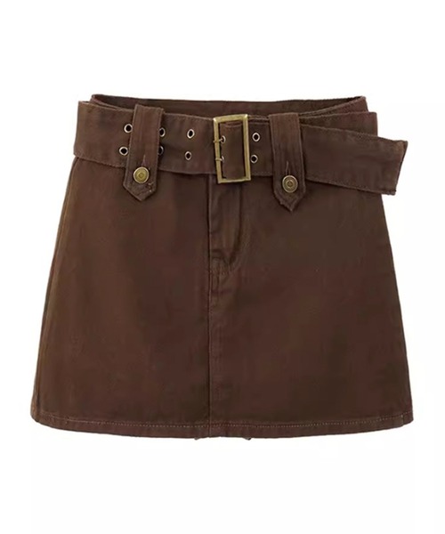 ミニスカート BELT SKIRT WIDE BELT DENIM MINI SKIRT / ワイドベルトミニスカート