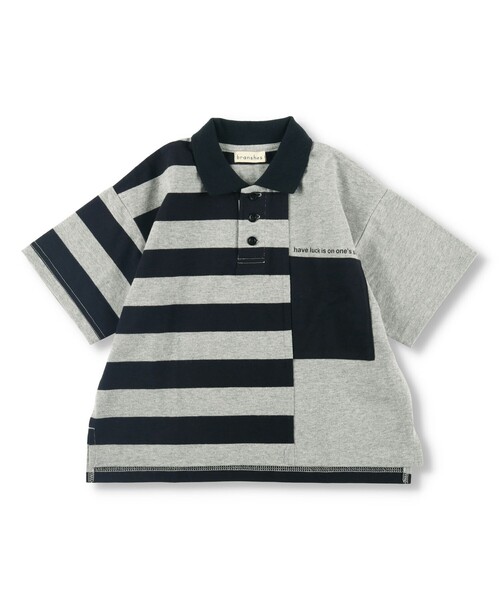 BRANSHES（ブランシェス）の「【ロイヤルコットン100％】ボーダー半袖ポロシャツ（ポロシャツ・キッズ・オフホワイト/杢グレー・100/150/120/140/110/90/130）」の15枚目の写真