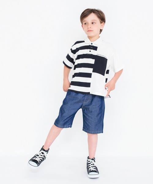 BRANSHES（ブランシェス）の「【ロイヤルコットン100％】ボーダー半袖ポロシャツ（ポロシャツ・キッズ・オフホワイト/杢グレー・100/150/120/140/110/90/130）」の9枚目の写真