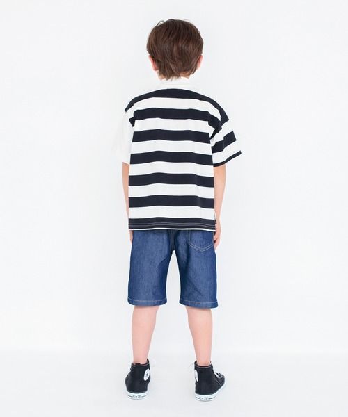 BRANSHES（ブランシェス）の「【ロイヤルコットン100％】ボーダー半袖ポロシャツ（ポロシャツ・キッズ・オフホワイト/杢グレー・100/150/120/140/110/90/130）」の14枚目の写真