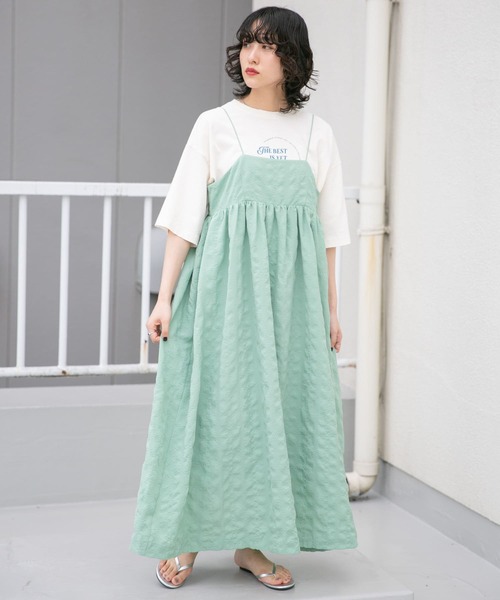 KBF（ケイビーエフ）の「スパゲッティストラップキャミワンピース（ワンピース・レディース・ベージュ系その他/グリーン系その他/ブラック・ONE）」の7枚目の写真