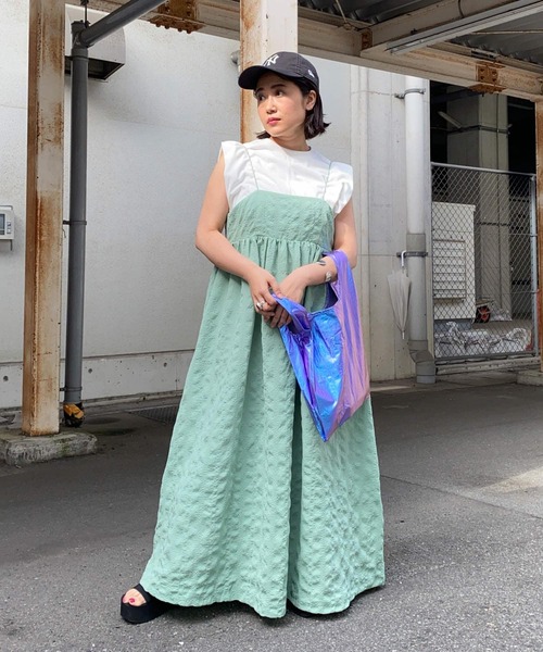 KBF（ケイビーエフ）の「スパゲッティストラップキャミワンピース（ワンピース・レディース・ベージュ系その他/グリーン系その他/ブラック・ONE）」の17枚目の写真