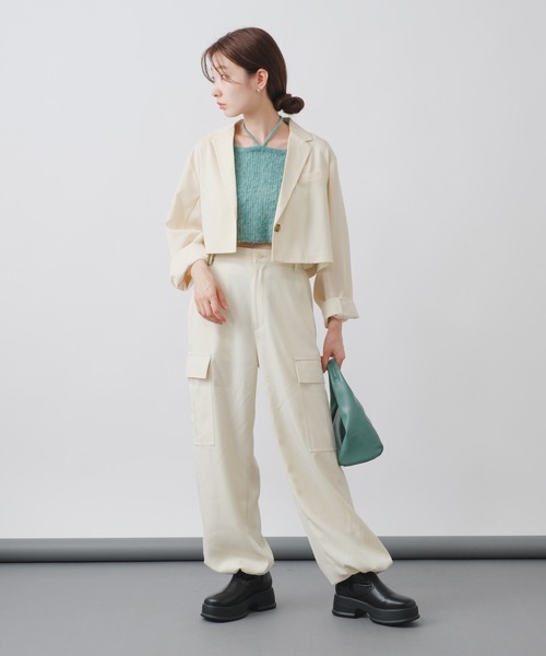 Kastane（カスタネ）の「【2サイズ展開】カーゴスラックスパンツ（カーゴパンツ・レディース・グレー/ブラック/アイボリー・0/1）」の9枚目の写真