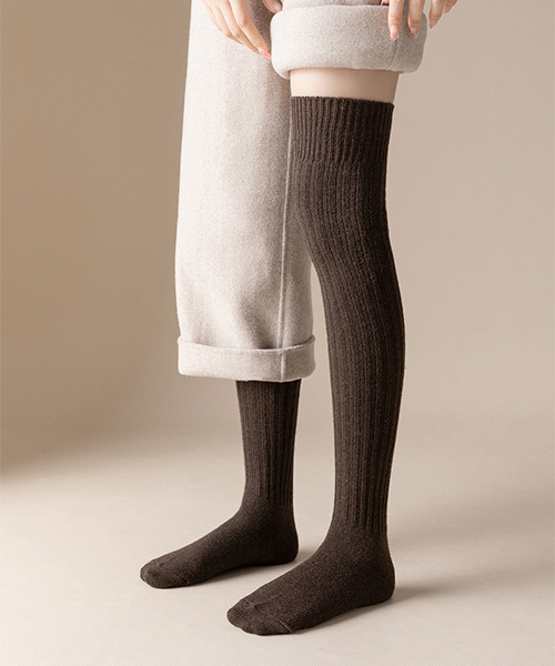 シンプル無地 あったか ニーハイソックス cula694（ソックス/靴下
