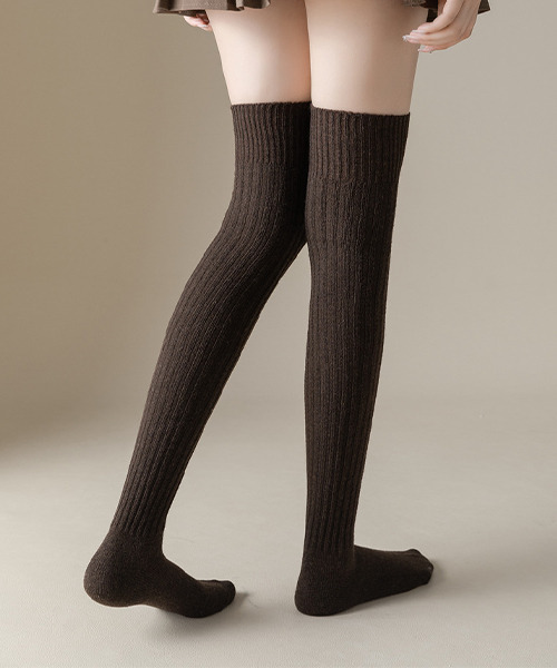 シンプル無地 あったか ニーハイソックス cula694（ソックス/靴下