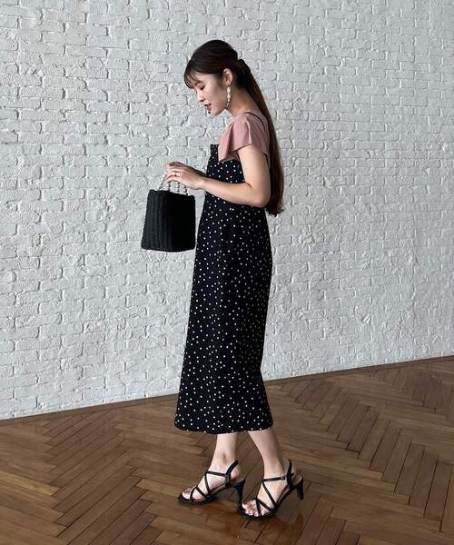 couture brooch（クチュールブローチ）の「◆【S-LL/インナーチェンジで秋まで使える。】サッカードットキャミワンピース（ワンピース・レディース・ブラック系/カーキ系・36/38/40/42）」の10枚目の写真