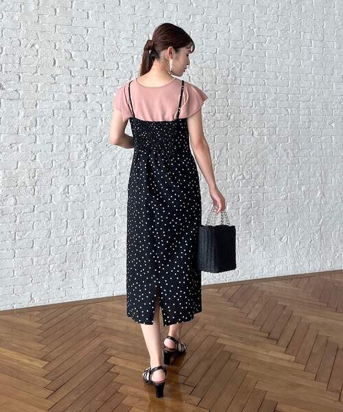 couture brooch（クチュールブローチ）の「◆【S-LL/インナーチェンジで秋まで使える。】サッカードットキャミワンピース（ワンピース・レディース・ブラック系/カーキ系・36/38/40/42）」の11枚目の写真