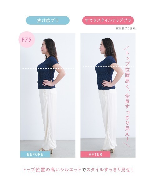 PEACH JOHN（ピーチジョン）の「【バストを上げて、胸を張って、シャキッと美姿勢】すてきスタイルアップブラ（ブラジャー・レディース・ホワイト×ブルー/グリーン/ブラック/ピンク/アイボリー/ライトピンク/ホワイト×パープル・E65/D75/B75/B70/E70/D65/E75/C70/F65/F70/C65/F75/C75/D70）」の10枚目の写真